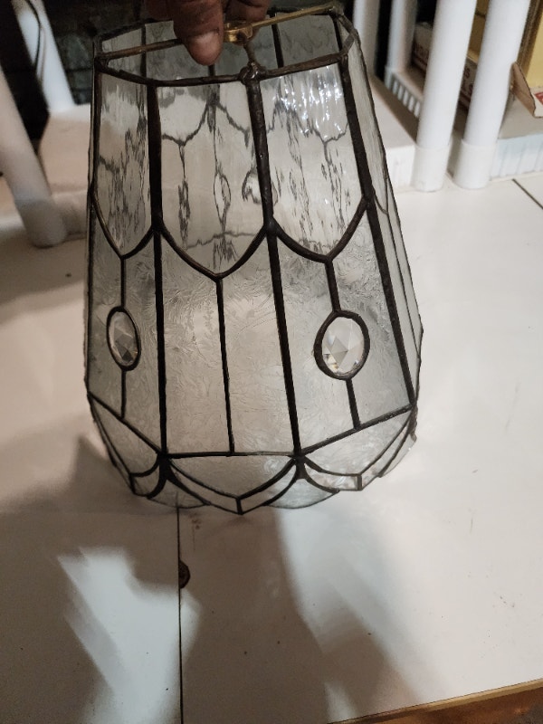 Leaded Lamp Shade Clear Stained Glass Textured - photo 2