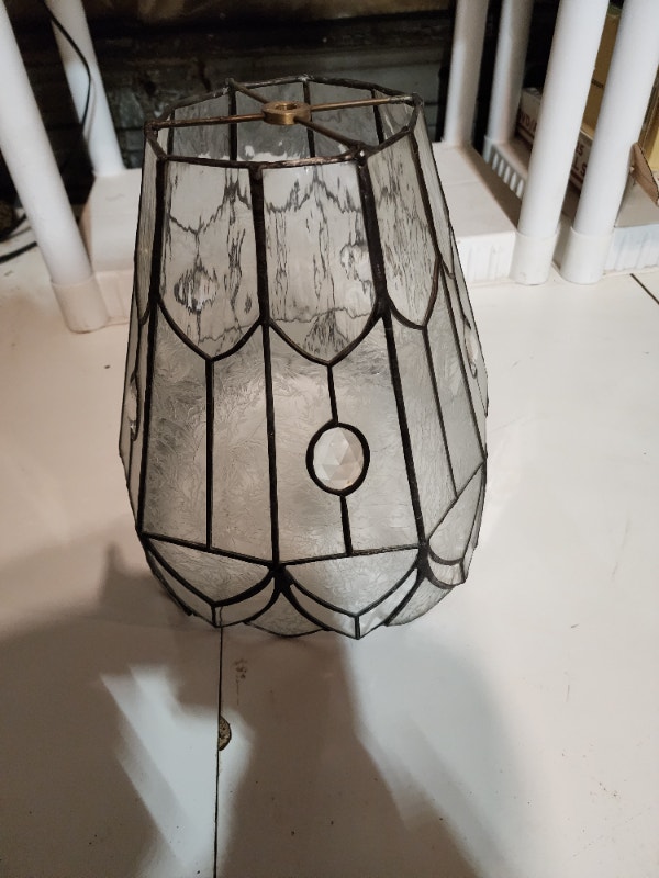 Leaded Lamp Shade Clear Stained Glass Textured - photo 3