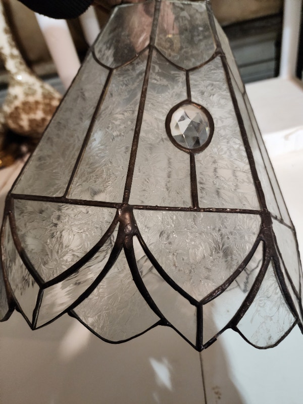 Leaded Lamp Shade Clear Stained Glass Textured - photo 5