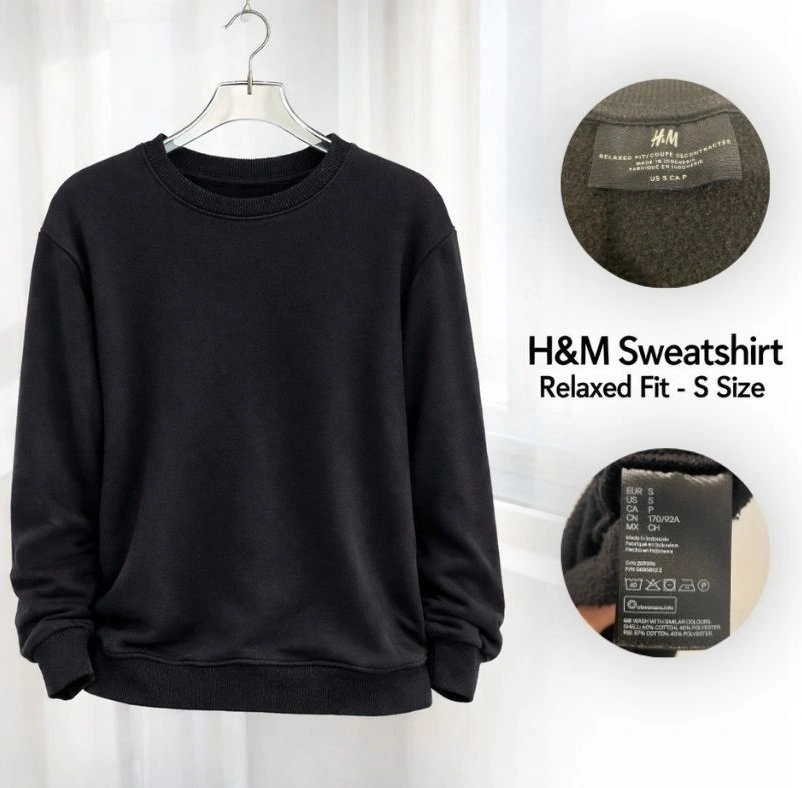 H&M Black Sweatshirt Relaxed Fit - S Size - photo 2
