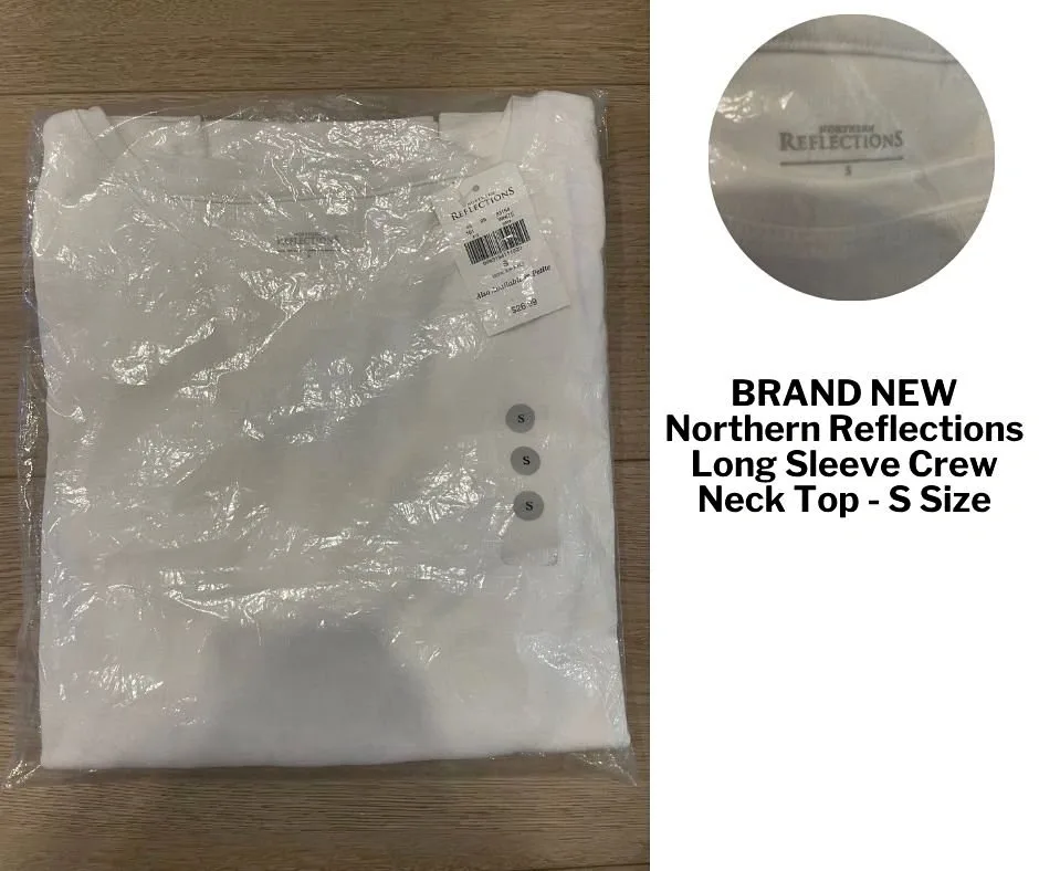 BRAND NEW Northern Reflections White Long Sleeve Crew Neck Top -