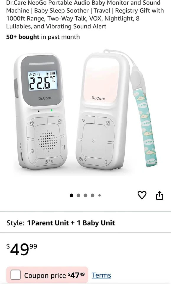 NEW Dr.Care NeoGo Portable Baby Monitor & Sound Machine
