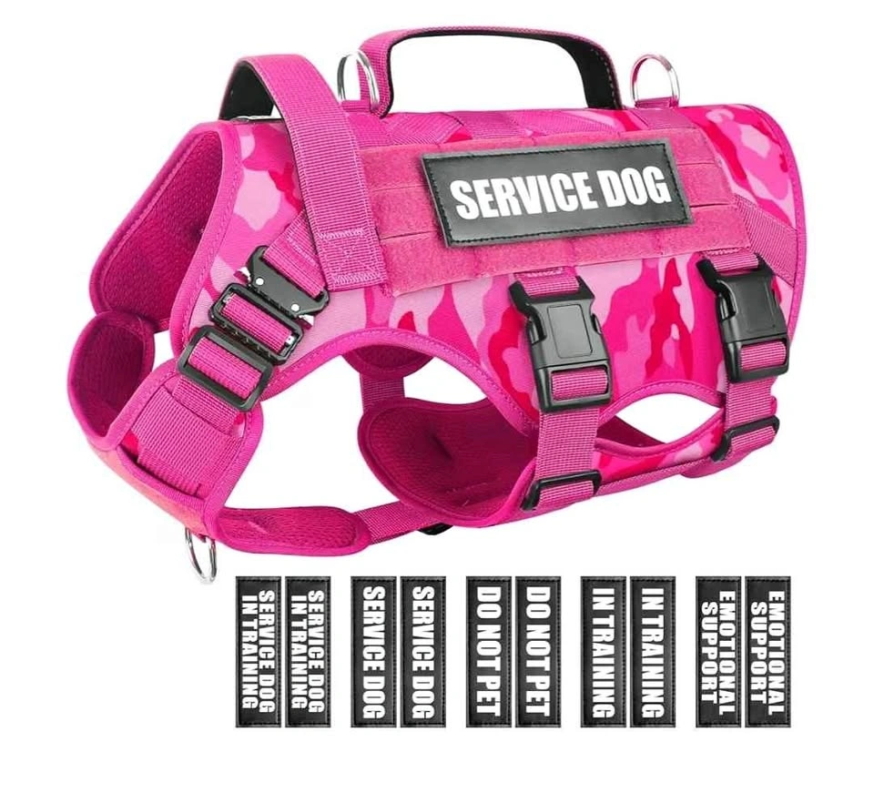 WINSEE Service Dog Vest Harness for Large Dog, Tactical MOLLE Ve
