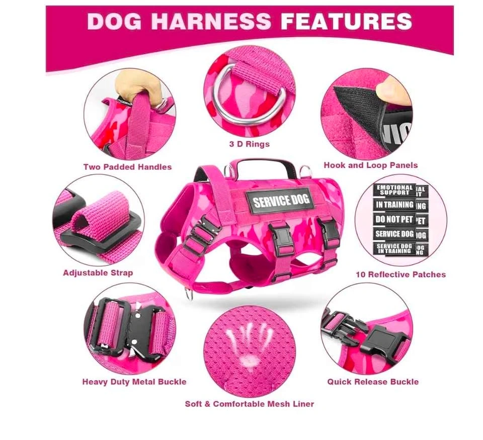 WINSEE Service Dog Vest Harness for Large Dog, Tactical MOLLE Ve - photo 4