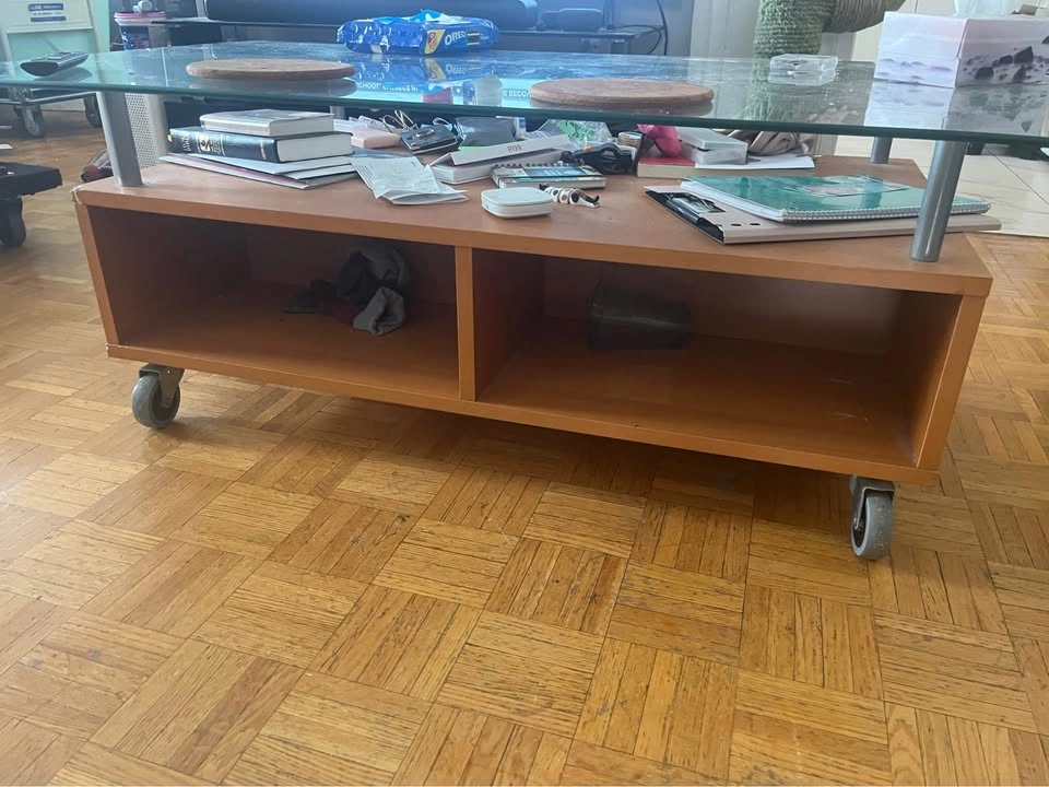 Glass Top Coffee Table with Wheels 🌱 - photo 2