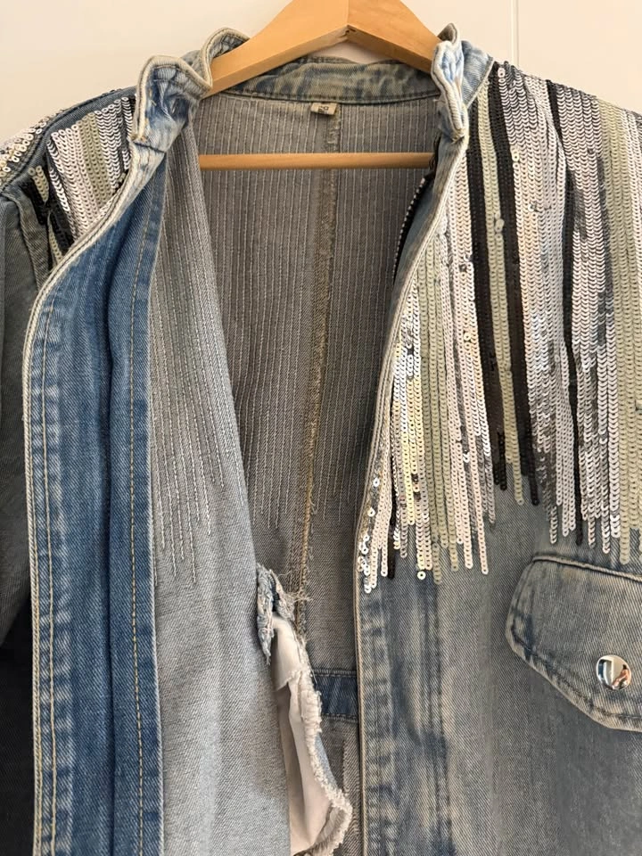 STUNNING Custom Hand-Embellished Denim Jacket - One of a Kind! - photo 3