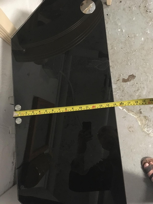 Black TV Stand with Cable Management and Chrome Legs - photo 2