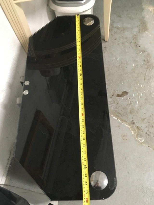 Black TV Stand with Cable Management and Chrome Legs - photo 3