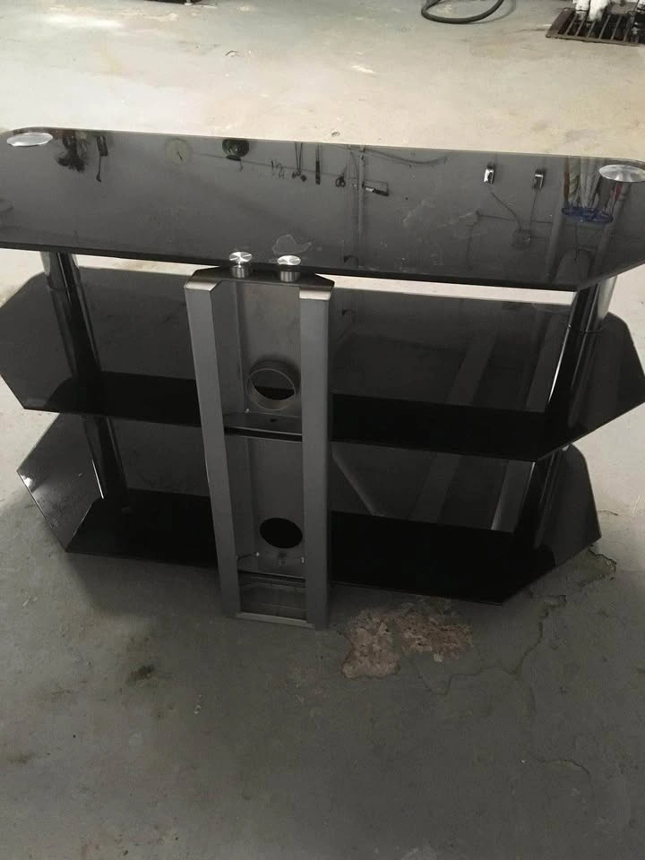 Black Glass TV Stand with Chrome Legs - photo 4
