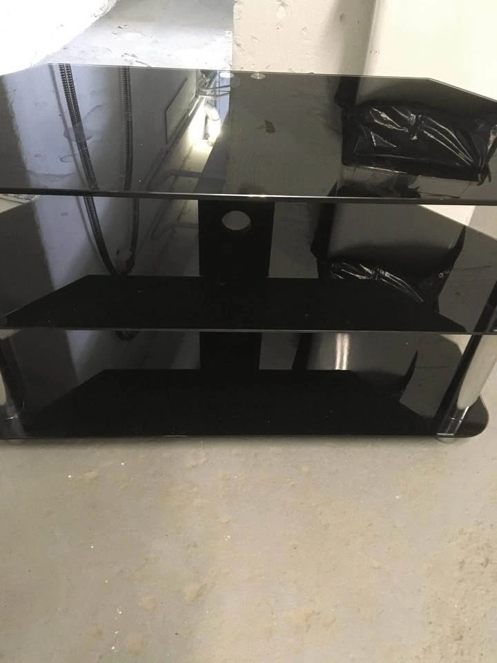 Black Glass TV Stand with Chrome Legs - photo 5