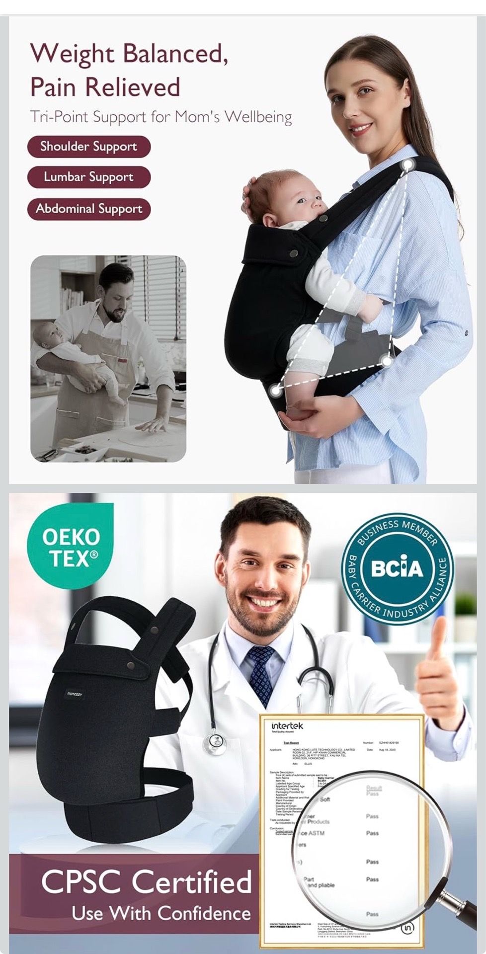 Momcozy Baby Carrier - Ergonomic, Lightweight, 7-45lbs - photo 2