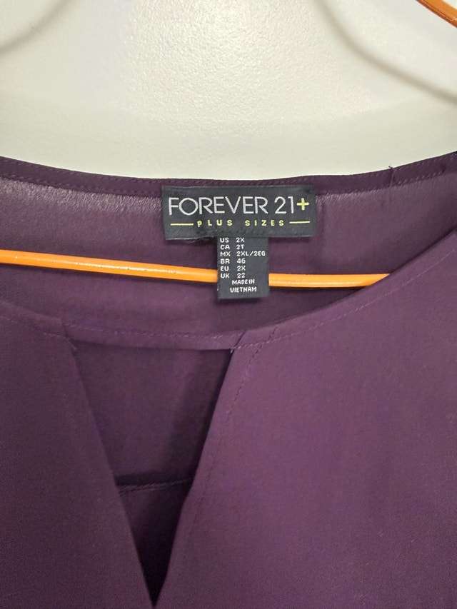 Forever 21 Deep Plum V-Neck Long Sleeve Blouse 2X - photo 2