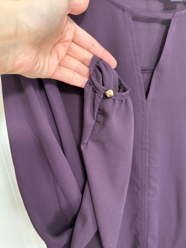Forever 21 Deep Plum V-Neck Long Sleeve Blouse 2X - photo 3