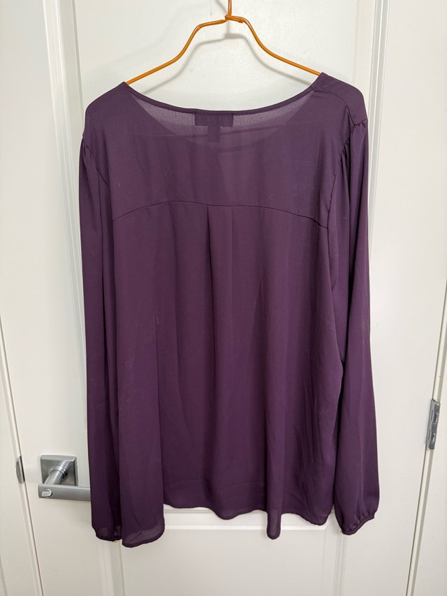 Forever 21 Deep Plum V-Neck Long Sleeve Blouse 2X - photo 5