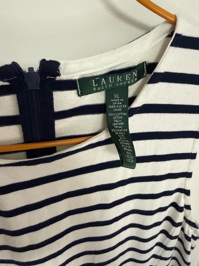 Ralph Lauren White and Navy Striped Midi Dress XL - photo 2