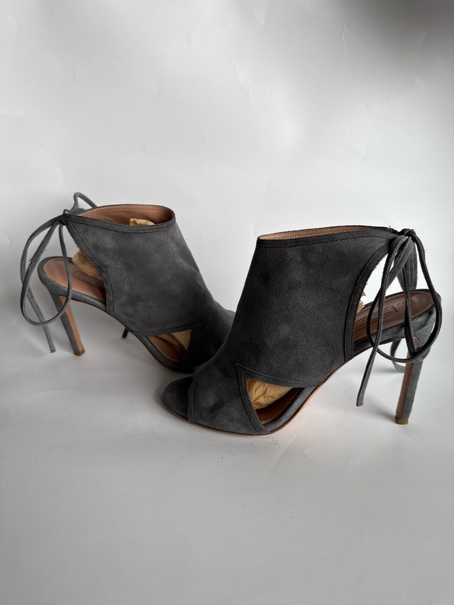 Hugo Boss Women’s Grey Suede Peep-Toe Heels EUR 38