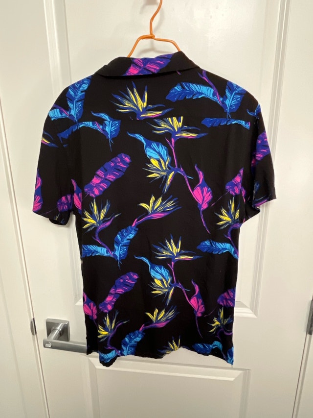 WXYZ Men's Tropical Print Short-Sleeve Shirt - Blue/Pink/Yellow - photo 5
