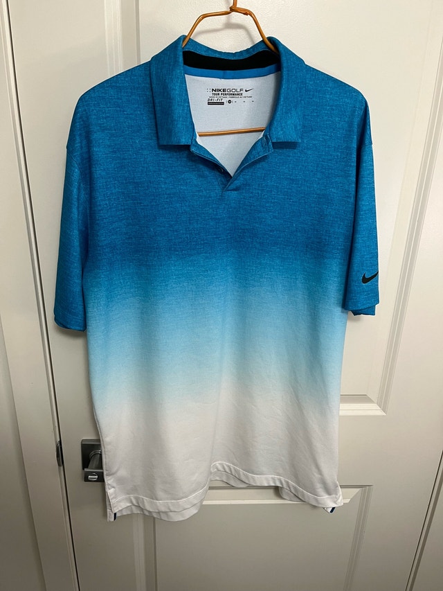 Nike Golf Dri-Fit Men's Blue to White Ombre Polo Shirt M
