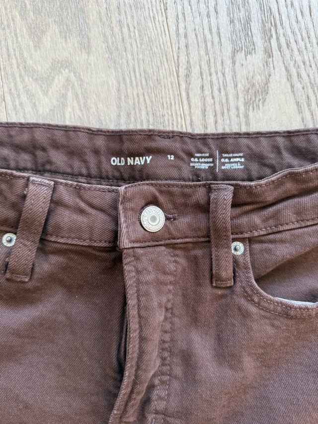 Old Navy Women's Brown High Rise Loose Pants Size 12 - photo 2