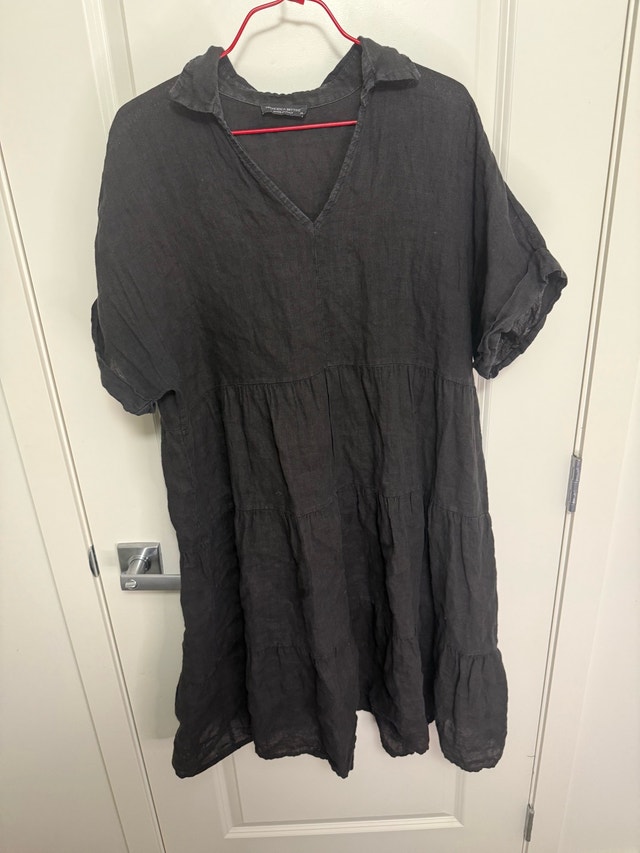 Francesca Bettini Black Linen Dress XL
