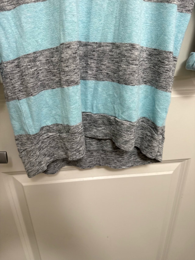 TNA Wide Stripe Scoop Neck Top - Light Blue/Gray - Size S - photo 3