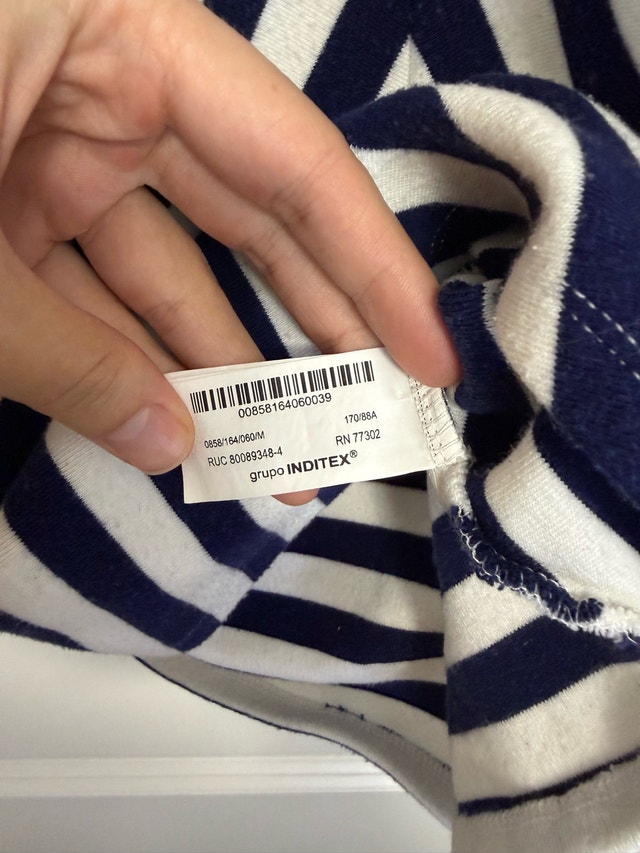 Zara Navy and White Striped Cropped Top - Size M - photo 3