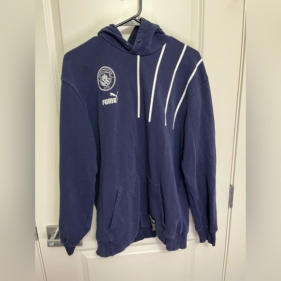 PUMA Men's Dark Blue Manchester City Hoodie - Size M