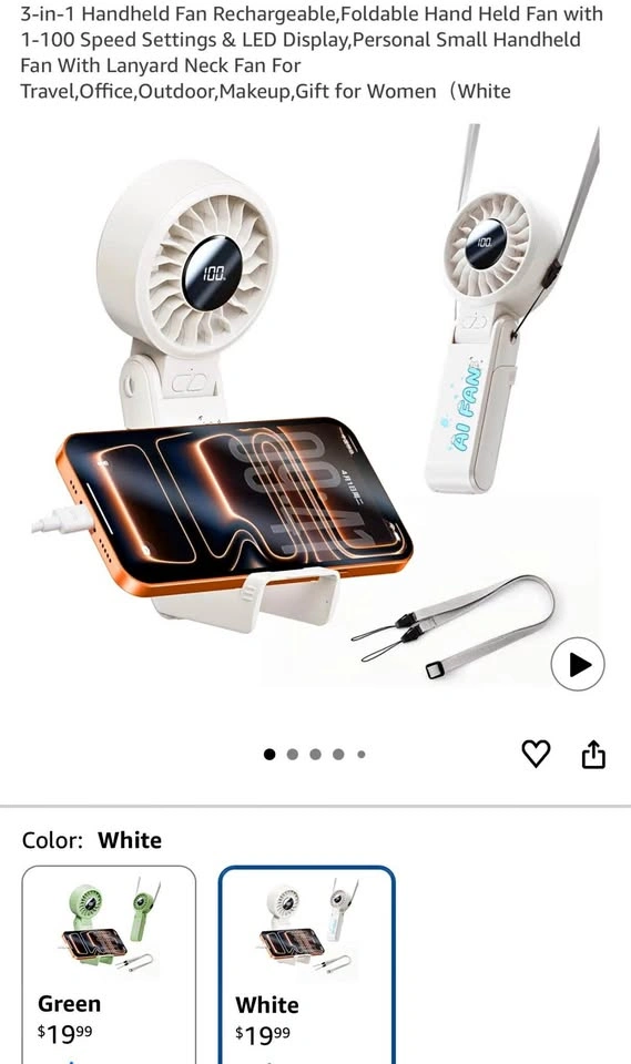 3-in-1 Handheld Fan Rechargeable