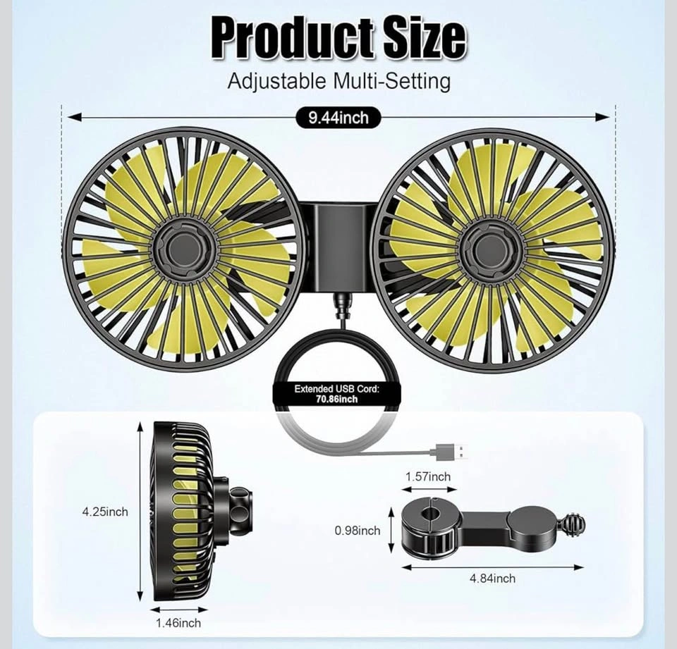 (New) Dual Head USB Car seat Fan - photo 2