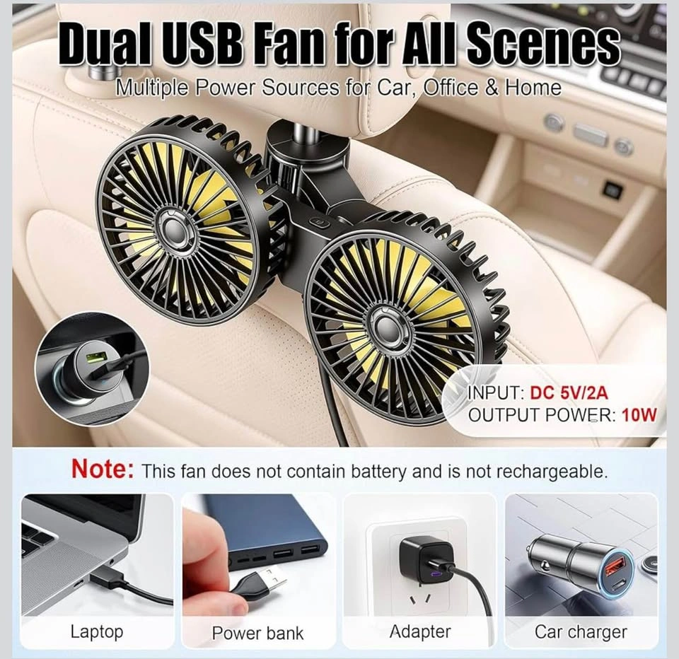 (New) Dual Head USB Car seat Fan - photo 5