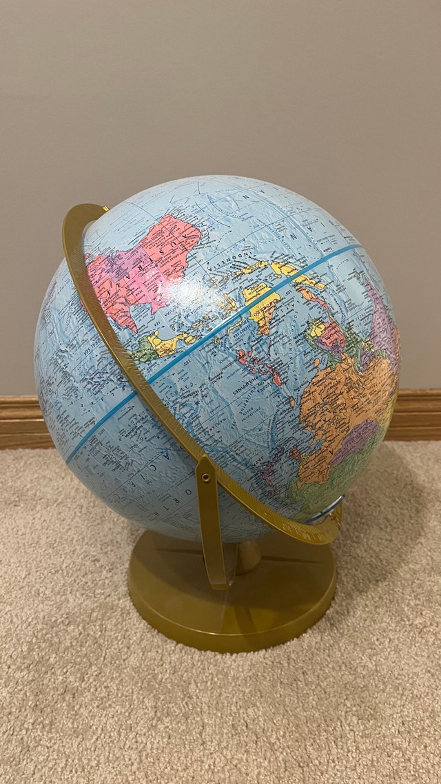 Vintage Globe with Golden Frame