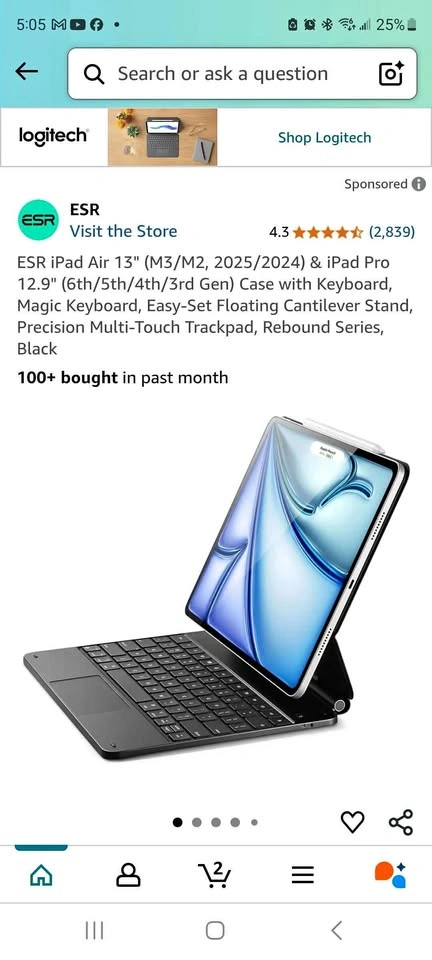 ESR iPad Pro Air 13 Magnetic Keyboard Case (Open box)