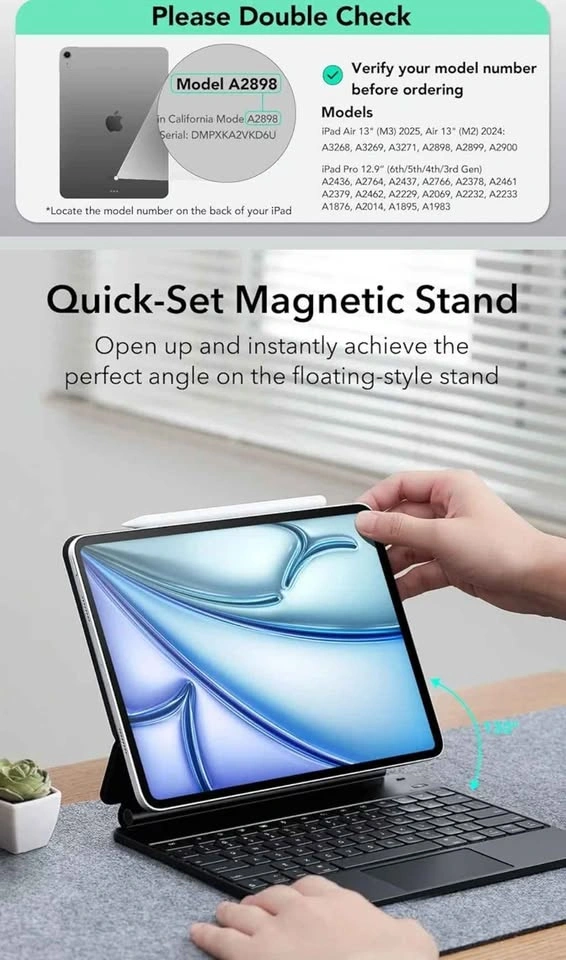 ESR iPad Pro Air 13 Magnetic Keyboard Case (Open box) - photo 3