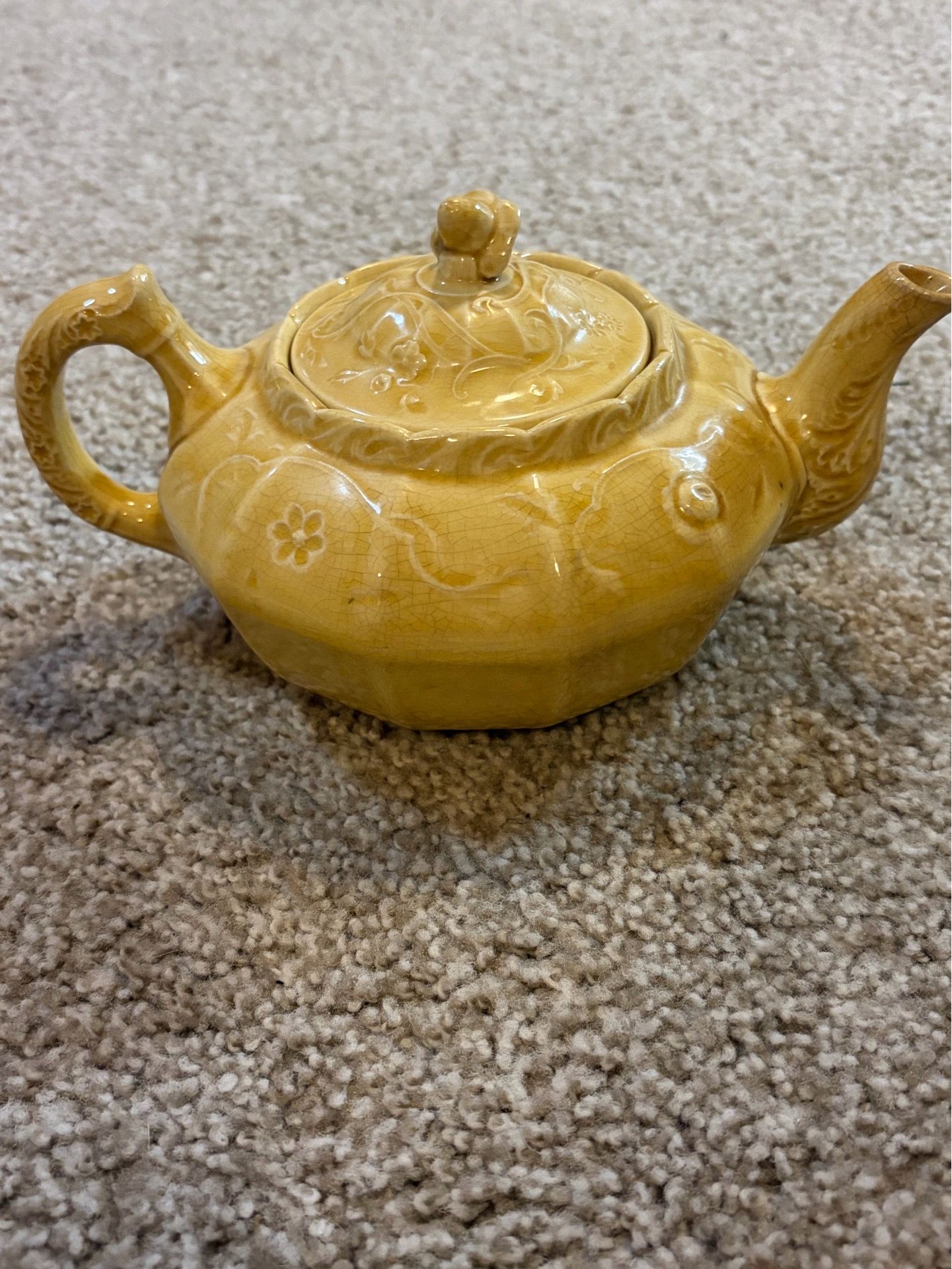 Vintage Decorative Teapot – Unique Mustard Glaze - photo 3