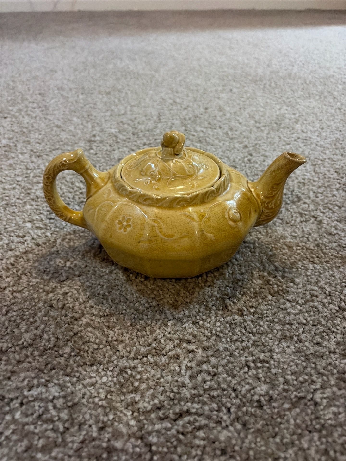 Vintage Decorative Teapot – Unique Mustard Glaze - photo 4
