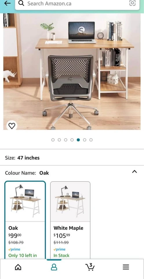 47" Oak & White Metal Computer Desk with Storage Shelves - photo 2