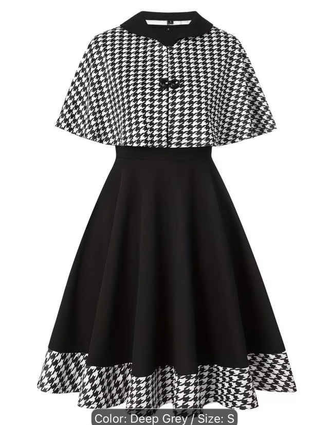 Vintage Houndstooth Dress (Size: S)