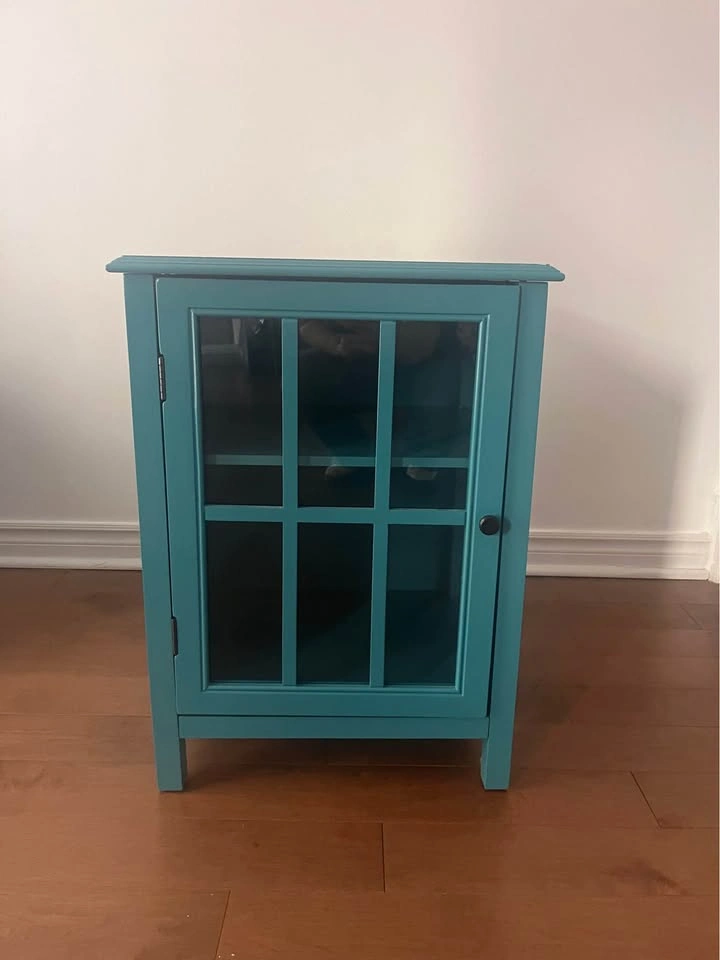 Teal Side Table with Glass Door - photo 3