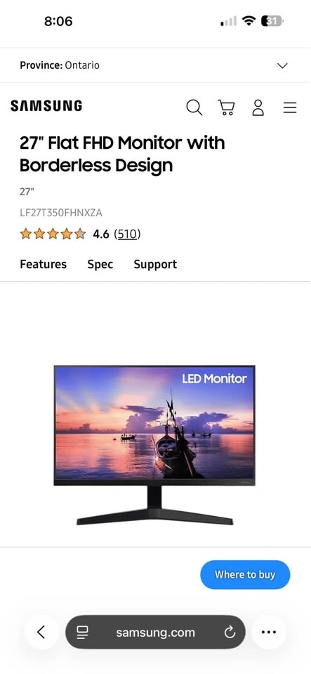 Samsung 27" Flat FHD Monitor LF27T350FHNXZA - Great condition - photo 2