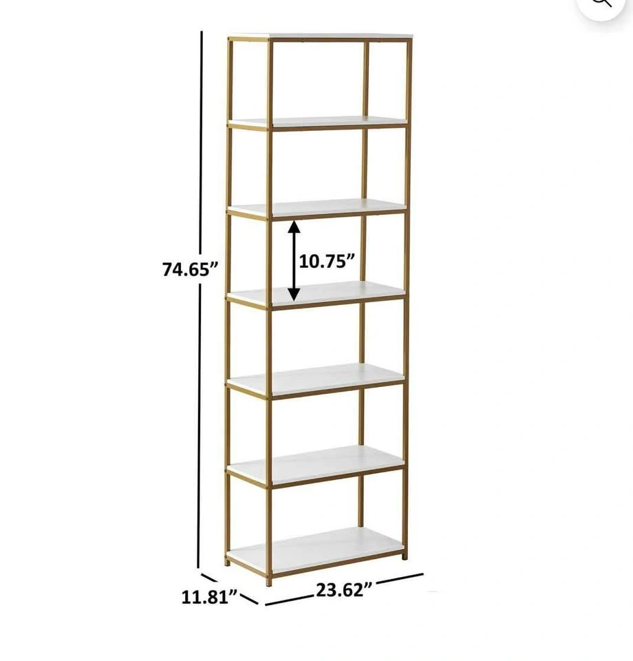 Brand New Gold & White 6-Tier Bookshelf - photo 2