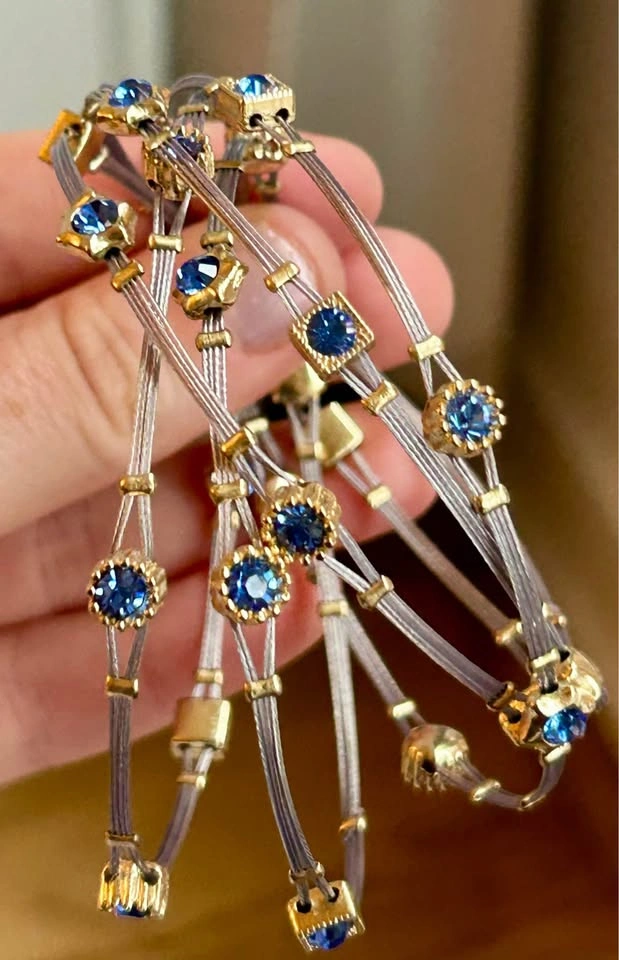 Gold & Blue Gemstone Multi-Strand Bracelet - photo 2