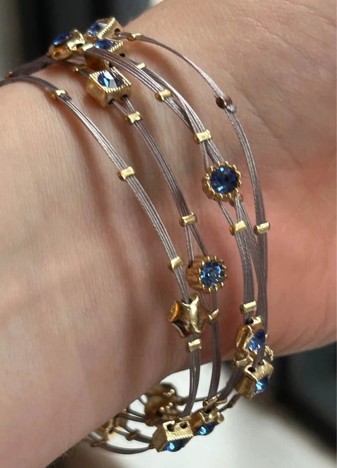 Gold & Blue Gemstone Multi-Strand Bracelet - photo 3
