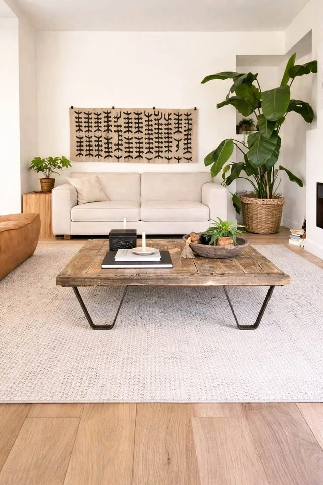 Antique Factory Cart Coffee Table – Rustic Oak & Metal