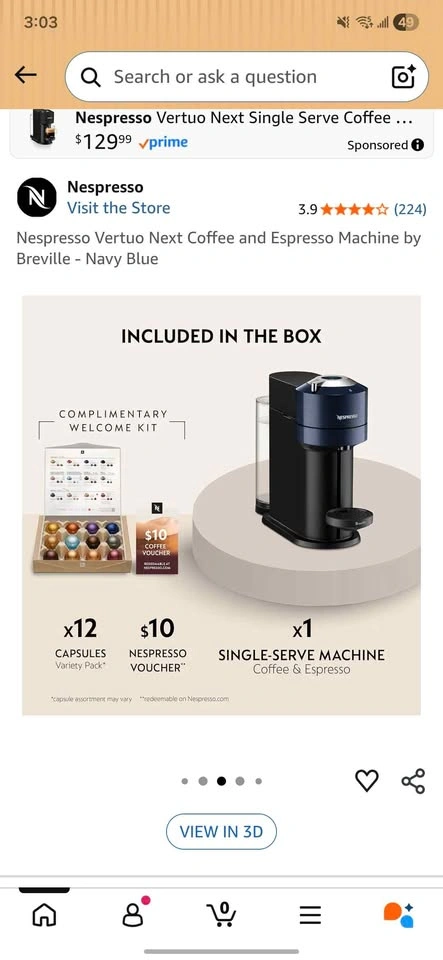 Brand New Nespresso Vertuo Next Coffee Machine Navy Blue + 12 Ca - photo 4