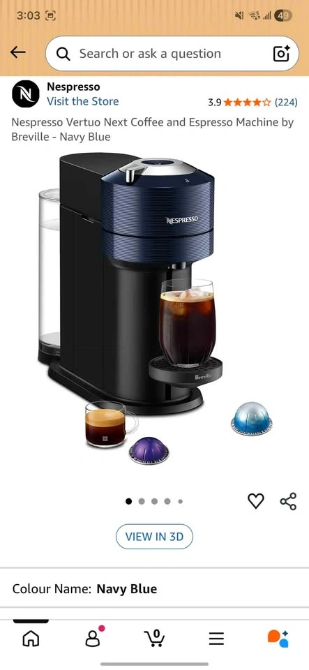Brand New Nespresso Vertuo Next Coffee Machine Navy Blue + 12 Ca - photo 5
