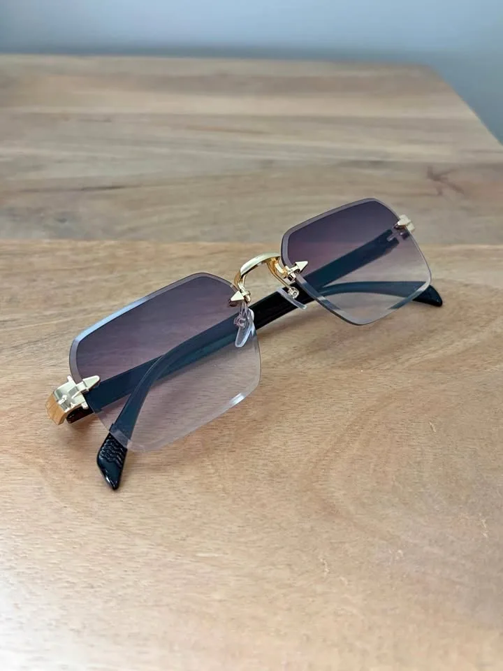 Trendy Rimless Square Sunglasses – Smoke Grey Tint
