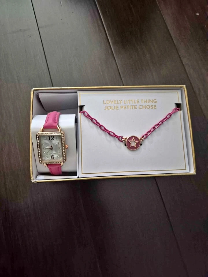 Brand New Pink Women's Watch with Necklace Gift Set