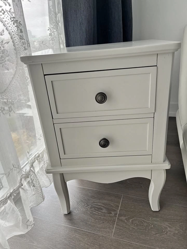 French Country 2-Drawer Nightstand, Grey
