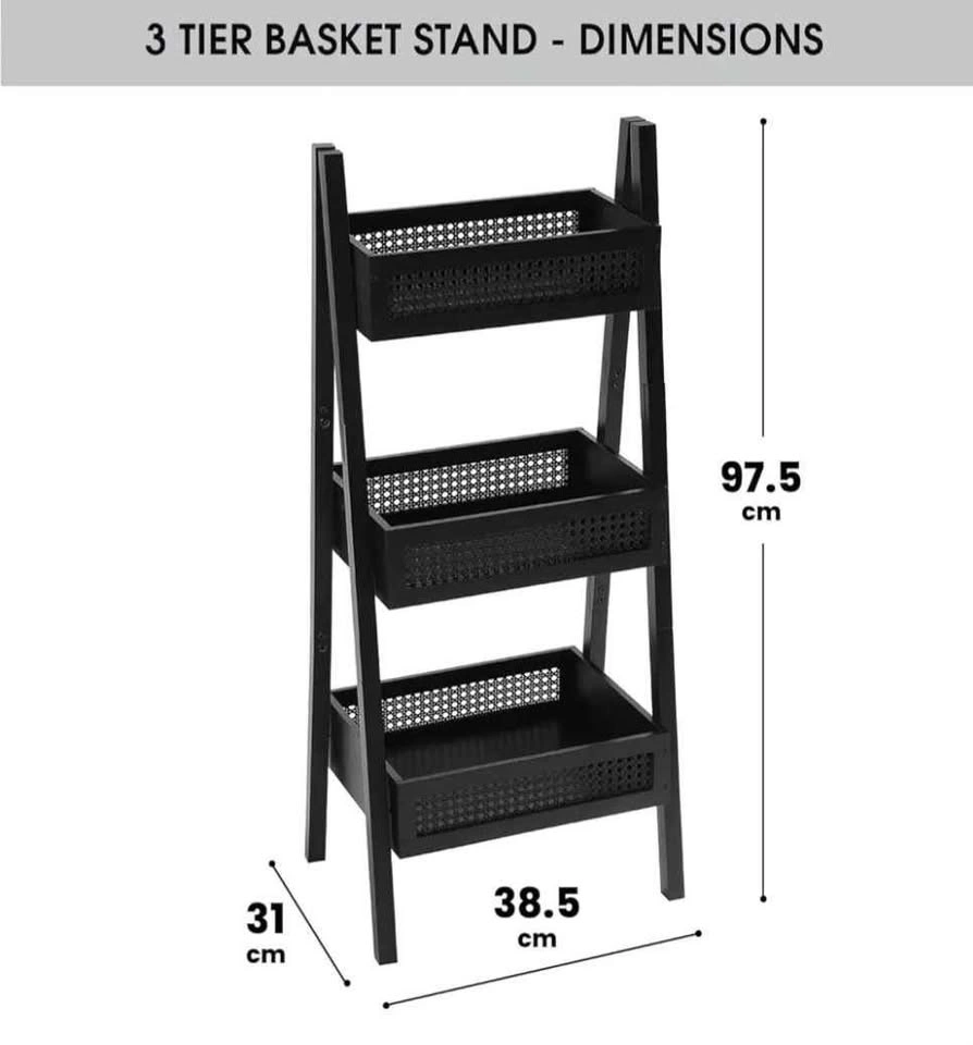 Rattan Basket Stand 38.5x31x97.5cm Bamboo Ladder Shelf - photo 2