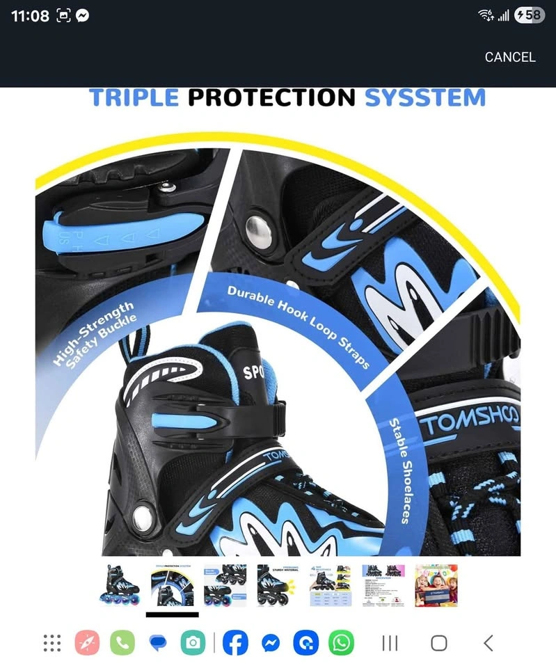 Adjustable Inline Roller Skates - Large Size, LED Wheels - photo 2